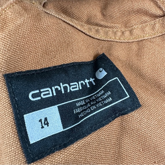 Carhartt bib overalls Work tan brown duck 14 kids boys ox8603-b pants coverall - Picture 10 of 10